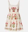 Agua By Agua Bendita Barbara Mini Canna Floral Linen Minidress In Multi