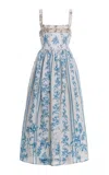 Agua By Agua Bendita Barbara Printed Linen Midi Dress In Light Pink