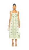Agua By Agua Bendita Barbara Pleated Bead-embellished Floral-print Linen Midi Dress