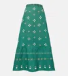 Agua By Agua Bendita Esmeralda Linen Maxi Skirt In Green
