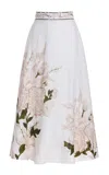 Agua By Agua Bendita Bergamota Embroidered Linen Maxi Skirt In Ivory