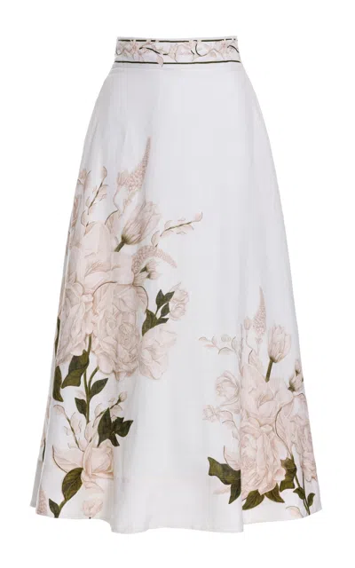 Agua By Agua Bendita Bergamota Embroidered Linen Maxi Skirt In Ivory