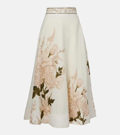 AGUA BY AGUA BENDITA BERGAMOTA GARDENIA LINEN MIDI SKIRT