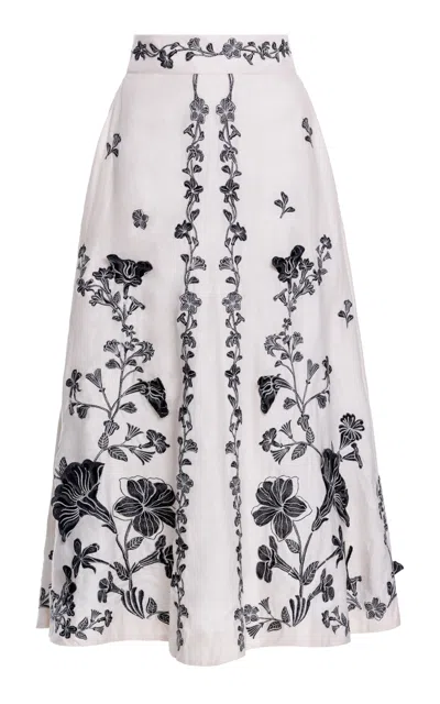 Agua By Agua Bendita Bergamota Printed Linen Maxi Skirt In Ivory