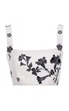 Agua By Agua Bendita Cacao Gauyacan Embroidered Linen Crop Top In Ivory