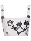 Agua By Agua Bendita Cacao Gauyacan Embroidered Linen Crop Top In White