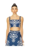 Agua By Agua Bendita Linen Cacao Ribbons Crop Top In 多色