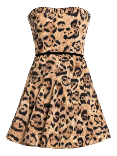 Agua By Agua Bendita Caudal Jaguar Mini Dress In Brown