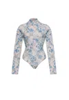 Agua By Agua Bendita Cayena Floral Cotton Bodysuit In Light Blue