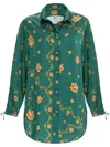 Agua By Agua Bendita Cecilia Esoterico Floral-print Satin Shirt In Green
