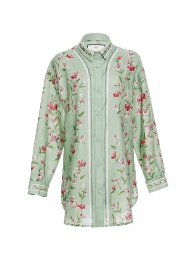 Agua By Agua Bendita Cecilia Honeysuckle Floral Shirt In Green