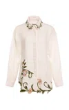 Agua By Agua Bendita Cecilia Valle Embroidered Linen Shirt In Animal Print