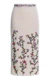 Agua By Agua Bendita Chlorella Embroidered Linen Midi Skirt In Neutral