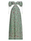 Agua By Agua Bendita Cielo Cutout Linen Maxi Dress In Green