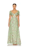 Agua By Agua Bendita Cielo Honeysuckle Floral Linen Maxi Dress In Green Multifloral