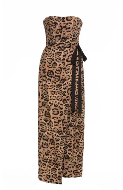 Agua By Agua Bendita Cinefila Jaguar Maxi Dress In Brown