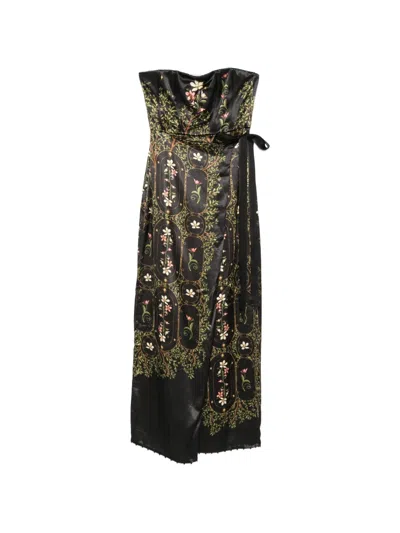 Agua By Agua Bendita Cinefila Noche Strapless Floral-print Maxi Dress In Black
