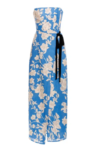 AGUA BY AGUA BENDITA CINÉFILA PRINTED LINEN MAXI DRESS