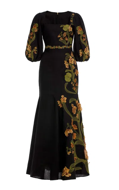 Agua By Agua Bendita Clavel Embroidered Maxi Dress