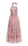 Agua By Agua Bendita Consuelo Tiered Linen Midi Dress In Light Pink
