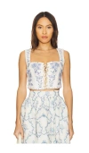 Shop Agua By Agua Bendita Cornalina Floritura Corset Top In Multicolor