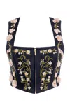 Agua By Agua Bendita Cornalina Valle Embroidered Linen Cropped Top In Animal Print