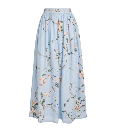 Agua By Agua Bendita Cotton Tangelo Navegante Maxi Skirt In Blue