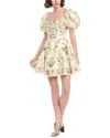 Agua By Agua Bendita Alaria Puff-sleeve Cotton Minidress In Beige