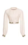 Agua By Agua Bendita Cumbre Valle Embroidered Linen Blouse In Neutral