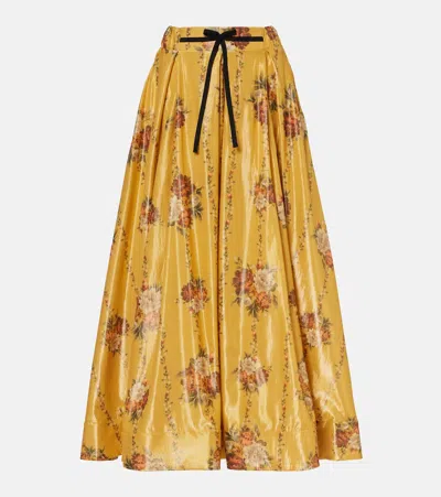 AGUA BY AGUA BENDITA DELTA FLORAL COTTON-BLEND MAXI SKIRT