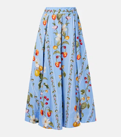 Agua By Agua Bendita Delta Printed Cotton Maxi Skirt In Blue