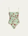 Agua By Agua Bendita Embroidered Floral Durzano Swimsuit In Multicolor