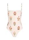 Agua By Agua Bendita Durazno Canna Floral-print Swimsuit In Neutral
