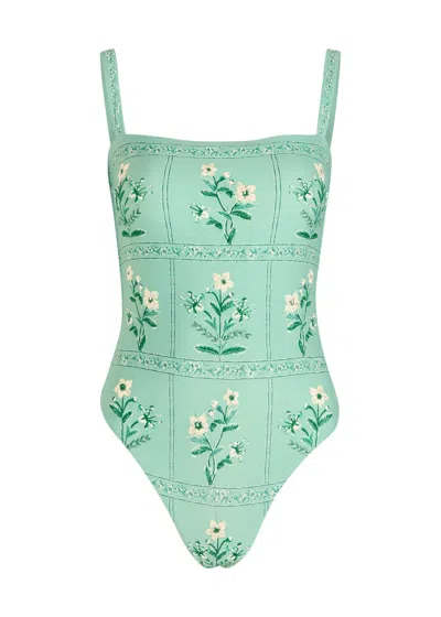 Agua By Agua Bendita Durazno Ceiba Floral-embroidered Swimsuit In Multi