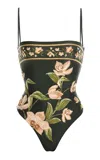 Agua By Agua Bendita Durazno Floral One Piece Bathing Suit In Green