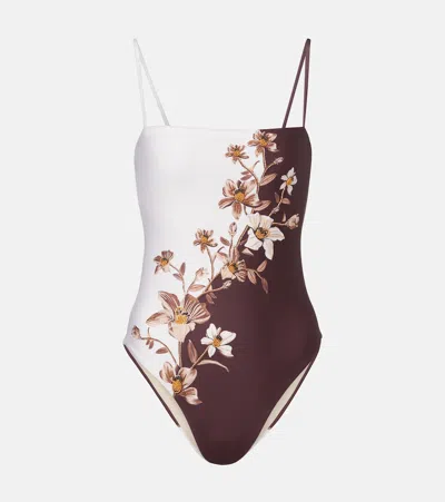 Agua By Agua Bendita Durazno Floral Swimsuit In White