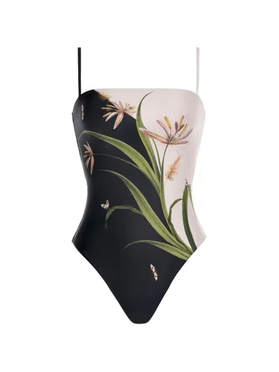 Agua By Agua Bendita Durazno Azucar Printed Cotton One-piece In Black