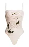 Agua By Agua Bendita Durazno Gardenia Printed One-piece Bathing Suit In Ivory