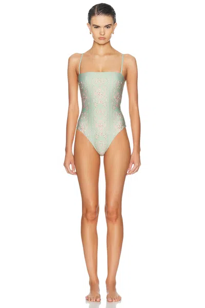 Agua By Agua Bendita Durazno One Piece Swimsuit In Green
