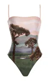 Agua By Agua Bendita Durazno Paraiso Printed Cotton One-piece Swimsuit In Multi