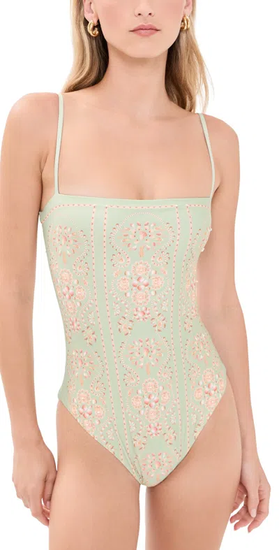 Agua By Agua Bendita Durazno Playa Printed Recycled Swimsuit In Gray