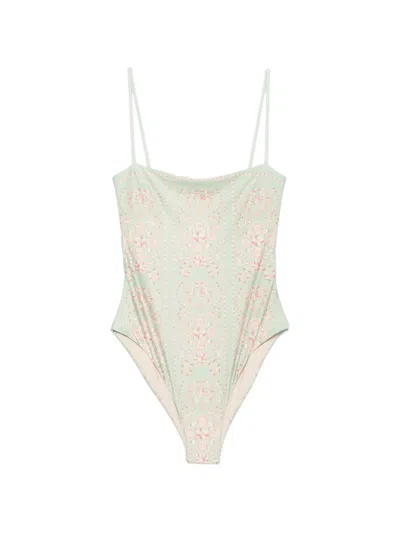 Agua By Agua Bendita Durazno Playa Shell-print Swimsuit In Multi