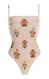 Agua By Agua Bendita Durazno Printed One-piece Bathing Suit In Neutral