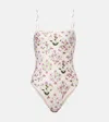 Agua By Agua Bendita Durazno Printed Swimsuit In Multicoloured