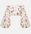Agua By Agua Bendita Duria Floral Linen Crop Top In Multi