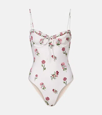Agua By Agua Bendita Ebano Floral Swimsuit In White
