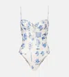 Agua By Agua Bendita Ébano Printed Swimsuit In White