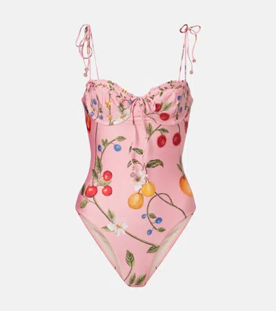 Agua By Agua Bendita Ébano Printed Swimsuit In Pink