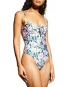 Agua By Agua Bendita Rabano Petalo Ruched One-piece Swimsuit In Multi