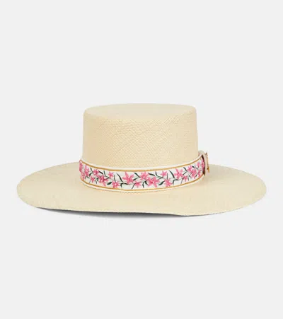 Agua By Agua Bendita Embellished Raffia Sun Hat In Beige